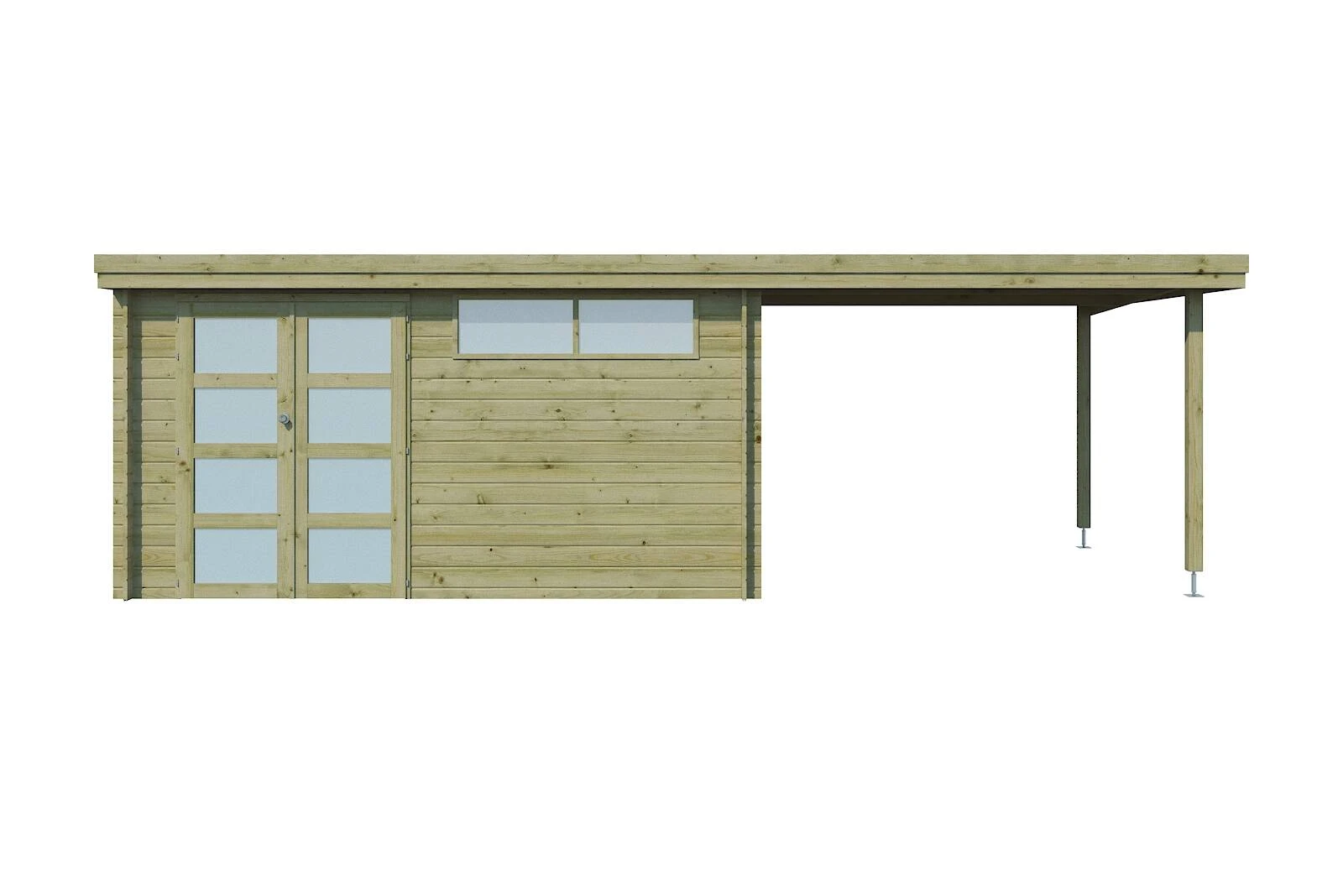 Woodlands Blokhut Oregon met Overkapping Geïmpregneerd 715 x 295 cm - Afbeelding 1